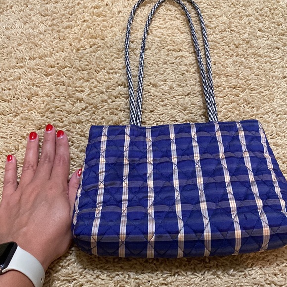 Vera Bradley blue/black/white/yellow plaid purse - Picture 2 of 4
